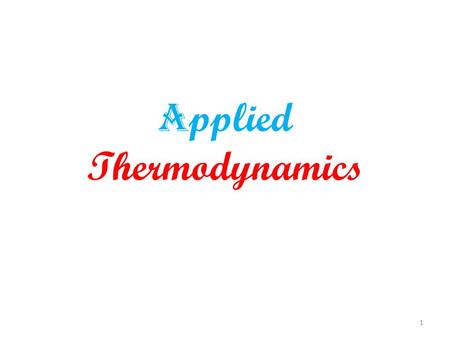 Applied Thermodynamics