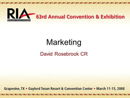 Marketing David Rosebrook CR. Overview  Creating a sales based culture  Who markets our services  Roles and responsibilities  Exercises  Recap.