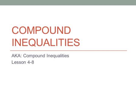 Compound Inequalities