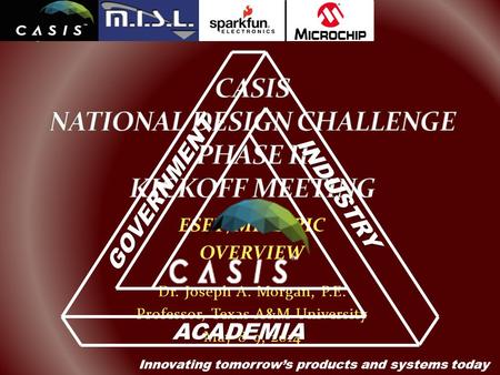 ELECTRONIC SYSTEMS ENGINEERING TECHNOLOGY TEXAS A&M UNIVERSITY Innovating tomorrow’s products and systems today ESET/MISL/PIC OVERVIEW Dr. Joseph A. Morgan,