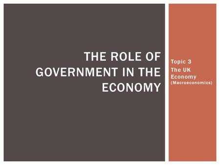 The Role of Government in the Economy