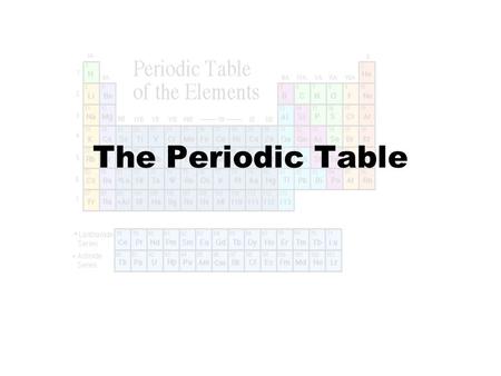 The Periodic Table.