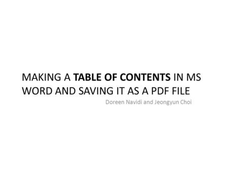 Doreen Navidi and Jeongyun Choi. Contents Objectives Usefulness Definition Concepts Instructions Exercises Problem Solving Exercises.