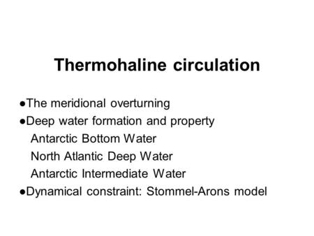 Thermohaline circulation