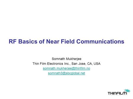 RF Basics of Near Field Communications