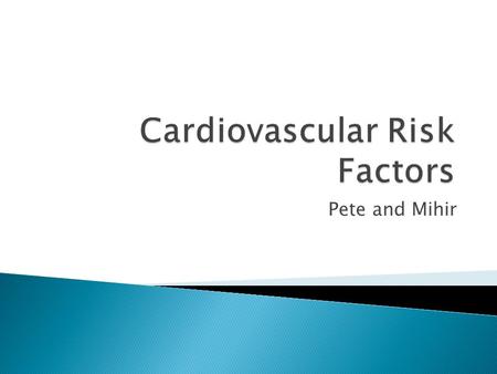 Pete and Mihir.  Why they’re important  Which risk factors?  Risk assessment.