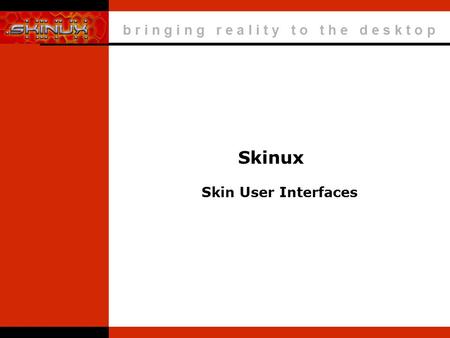 B r i n g i n g r e a l i t y t o t h e d e s k t o p Skinux Skin User Interfaces.