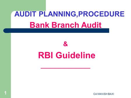 AUDIT PLANNING,PROCEDURE