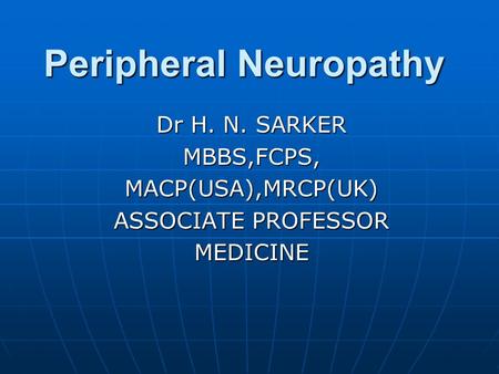 Peripheral Neuropathy