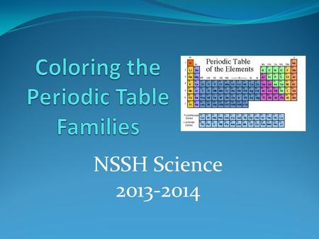 Coloring the Periodic Table Families