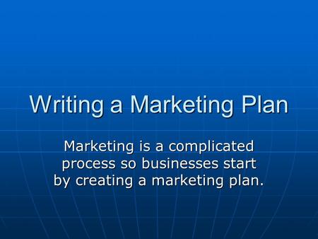 Writing a Marketing Plan