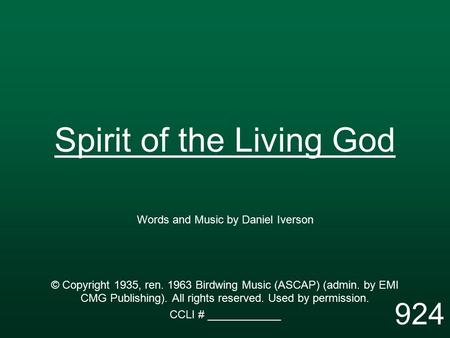 Spirit of the Living God