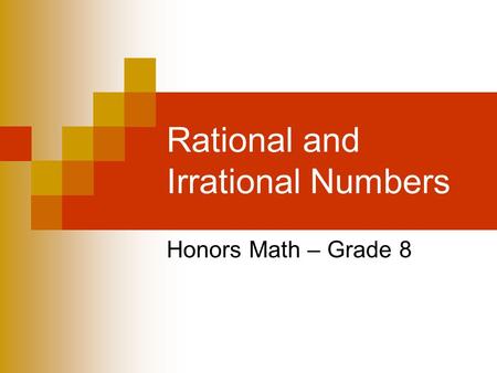 Rational and Irrational Numbers