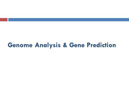 Genome Analysis & Gene Prediction. Overview about Genes Gene : whole nucleic acid sequence necessary for the synthesis of a functional protein (or functional.