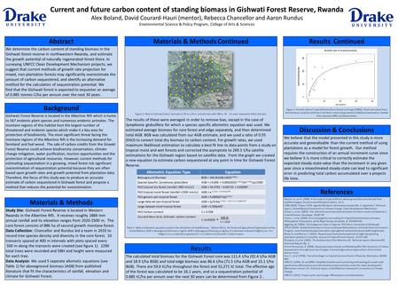 Current and future carbon content of standing biomass in Gishwati Forest Reserve, Rwanda Alex Boland, David Courard-Hauri (mentor), Rebecca Chancellor.