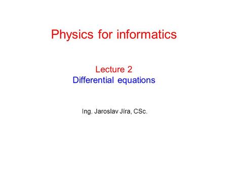 Lecture 2 Differential equations