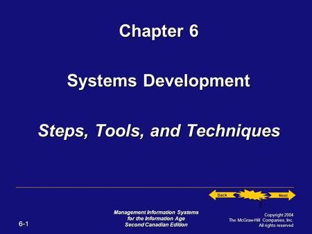 Next Back MAP MAP 6-1 Management Information Systems for the Information Age Second Canadian Edition Copyright 2004 The McGraw-Hill Companies, Inc. All.