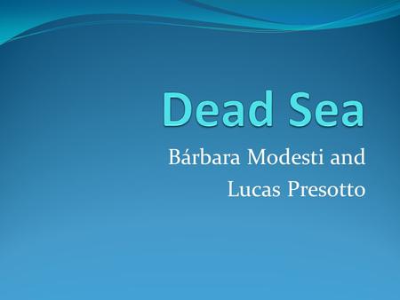 Bárbara Modesti and Lucas Presotto. Localization Located in the Jordan Valley, the Jordan River is the only major water source flowing into the Dead Sea,