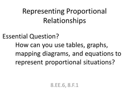 Representing Proportional Relationships