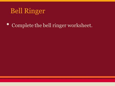 Bell Ringer Complete the bell ringer worksheet.. Housekeeping C reate vocab. cards for Week 3 words. S tudy for the Week 3 Vocab. Quiz on 9/29 (B) & 9/30.