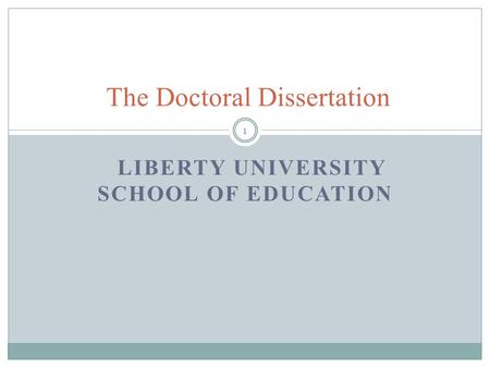 The Doctoral Dissertation