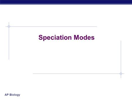 AP Biology Speciation Modes. AP Biology *Speciation can take place with or without geographic isolation *Reproductive isolation prevents gene flow between.