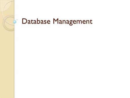 Database Management.