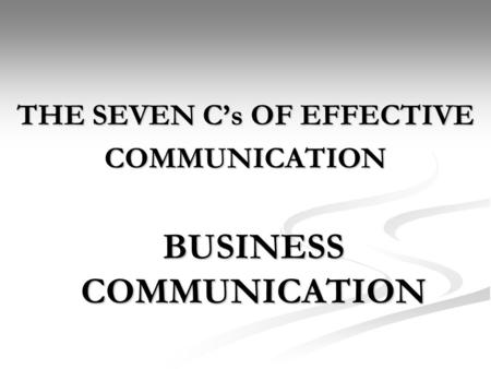 BUSINESS COMMUNICATION