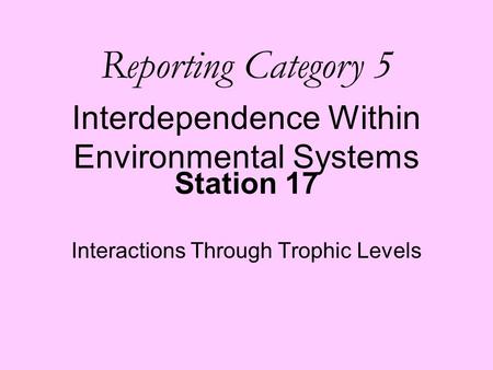 Interactions Through Trophic Levels