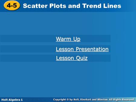 Scatter Plots and Trend Lines