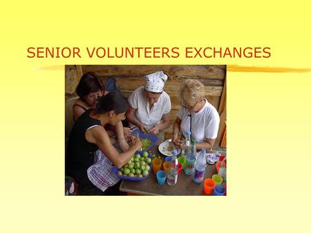 SENIOR VOLUNTEERS EXCHANGES. Background  Change of demographic trends and an important ageing of population  Risk of permanent social exclusion due.