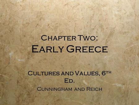 Chapter Two: Early Greece