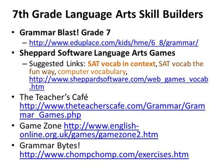 7th Grade Language Arts Skill Builders