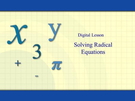 Solving Radical Equations