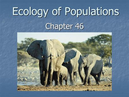 Ecology of Populations