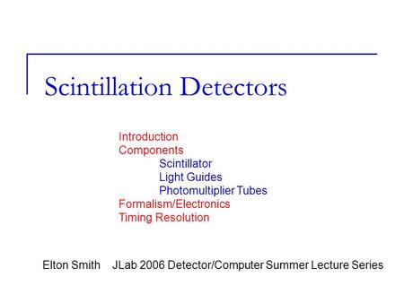 Scintillation Detectors