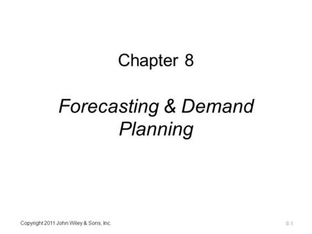 Forecasting & Demand Planning