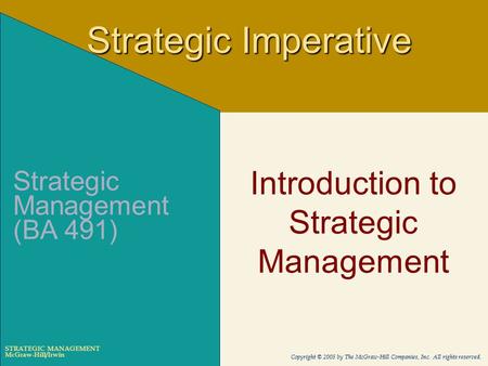 Introduction to Strategic Management