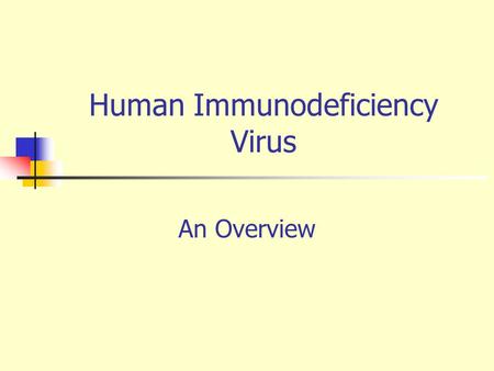 Human Immunodeficiency Virus An Overview. Human Immunodeficiency Virus Acquired Immunodeficiency syndrome first described in 1981 HIV-1 isolated in 1984,