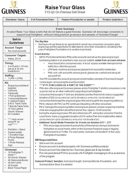 Raise Your Glass F15 Q3 On-Premise Sell Sheet