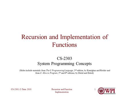 Recursion and Implementation of Functions