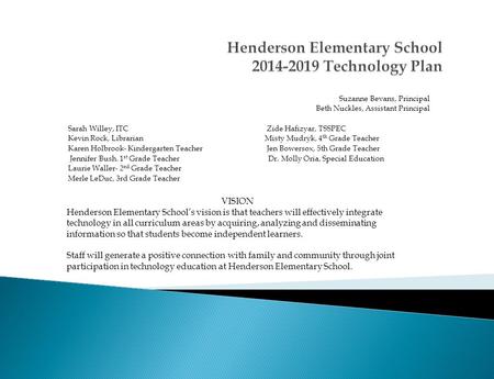 Henderson Elementary School Technology Plan