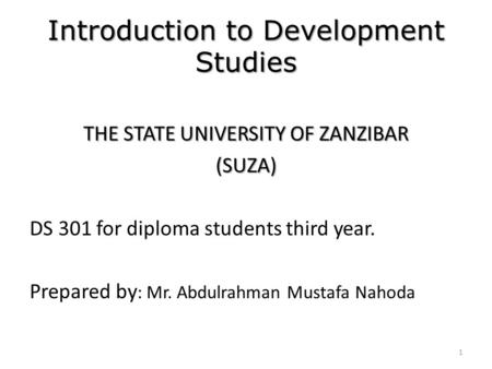 Introduction to Development Studies