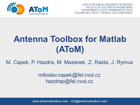 Antenna Toolbox for Matlab (AToM)