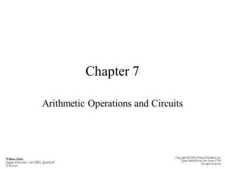 Arithmetic Operations and Circuits