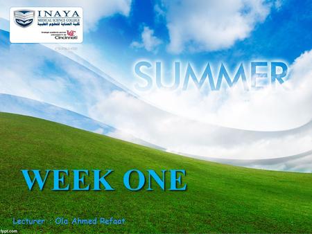 WEEK ONE Lecturer : Ola Ahmed Refaat 1 Points to be covered this week: o Fables 1.The lion and the Mouse. (p. 7) 2.Sinbad and the Genie. (p.9 + 10) o.