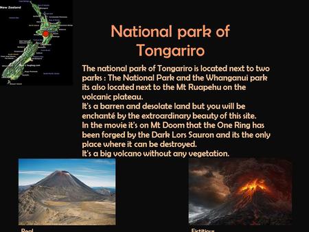 National park of Tongariro The national park of Tongariro is located next to two parks : The National Park and the Whanganui park its also located next.