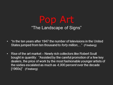 Pop Art “The Landscape of Signs”