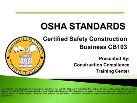 OSHA STANDARDS PRESENTATION