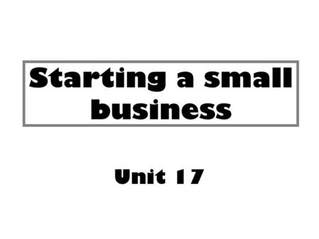 Starting a small business